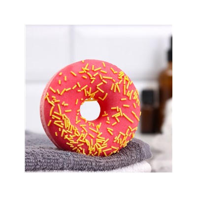 Бомбочка для ванн «красный пончик с кокосовой посыпкой» 85 г