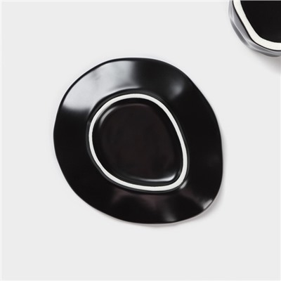 Чайная пара «Базальт», 2 предмета: кружка 200 мл, блюдце d=14.8 см, керамика, чёрная