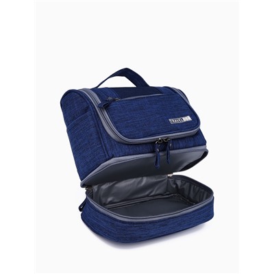 Косметичка - несессер дорожная на молнии, с крючком, с ручкой, с отделами, синий