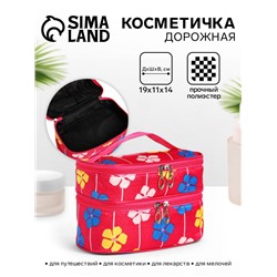 Косметичка - органайзер на молнии, с отделами, с рисунком, малиновая