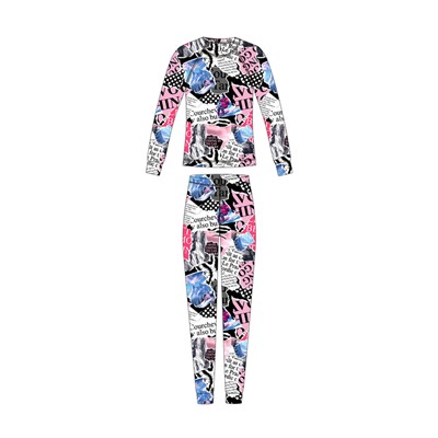 Термокомплект трикот. для девочек: фуфайка (футболка) с длин. рук, брюки