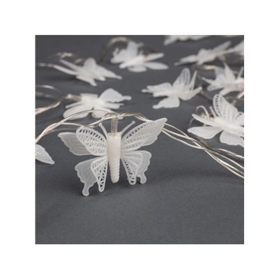 Гирлянда «Нить» 5 м с насадками «Бабочки малые», IP20, прозрачная нить, 20 LED, свечение мульти (RG/RB), мигание, 220 В