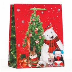 Пакет подарочный новогодний «Зверята», 18×22.3×10 см