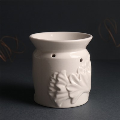 Аромалампа для эфирных масел «Листва», керамика, белый, 9×9×9.4 см