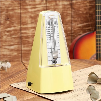 Метроном механический Gleam, желтый, 40-408 ударов в минуту, 21×10×12 см