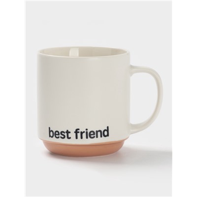 Кружка Доляна Best friend, фарфор, 420 мл, 12×9×10 см, фарфор, белая