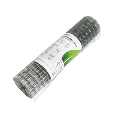 Сетка оцинкованная, сварная, 10×0.5 м, ячейка 12.5×25 мм, d=0.7 мм, Greengo