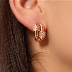 Серьги ювелирная бижутерия коллекция "Дубай", покрытие позолота, вставка: фианиты, цвет: прозрачный, арт.213.619