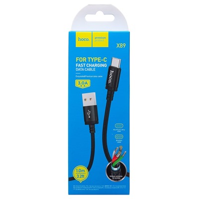 Кабель USB - Type-C Hoco X89 Wind 15W 100см 3A  (black)