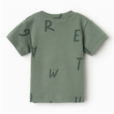 Футболка детская детская «Крошка Я» NY, рост 62-68 см, хаки