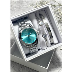 Подарочный набор для женщин часы, 2 браслета + коробка #22853315