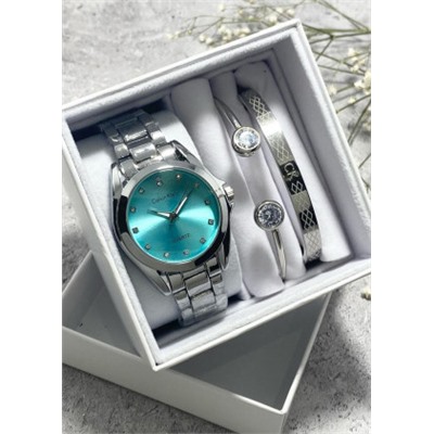 Подарочный набор для женщин часы, 2 браслета + коробка #22853315