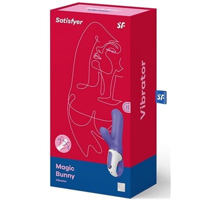 Фиолетовый вибратор Satisfyer Magic Bunny с клиторальным отростком - 17,6 см.