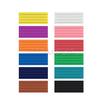 Пластилин классический Road Beast 12 цветов со стеком, 180 г (в коробке 12 шт)