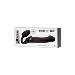 Черный безремневой вибрострапон Vibrating Bendable Strap-On - size L