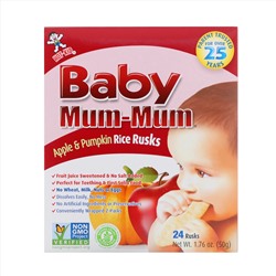 Hot Kid, Baby Mum-Mum, рисовые галеты с яблоком и тыквой, 24 шт., 50 г (1,76 унции)