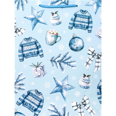 Пакет подарочный новогодний ламинированный, «Новогодние игрушки », 26×12×32 см