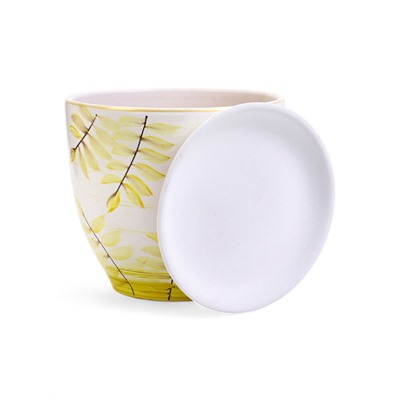 Горшок для цветов «Тропики », 5 л, d=22 см, h=19.5 см, с поддоном, керамика, белый