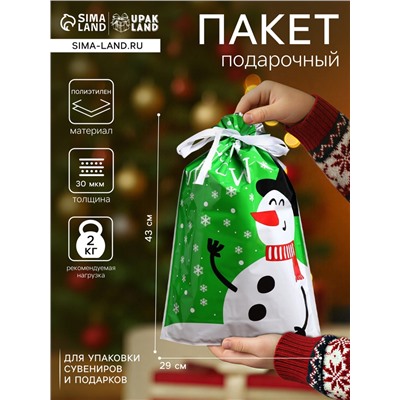 Пакет подарочный новогодний с завязками, «Бенгальские огни», 29×43 см