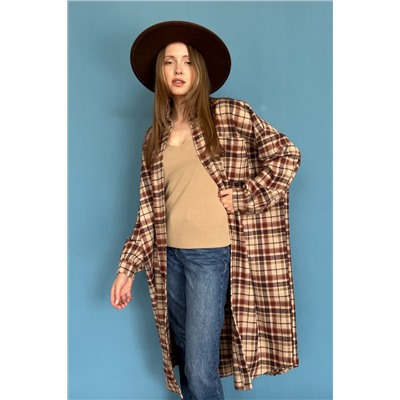 Рубашка удлиненная  AUTUMN046/02/Бежевый, коричневый