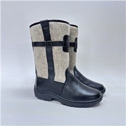 Мужские монголки войлок с чёрной кожей на литой подошве