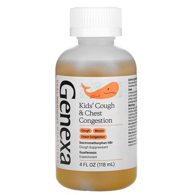 Genexa, Kid's Cough & Chest Congestion, Organic Blueberries, 4 fl oz (118 ml)