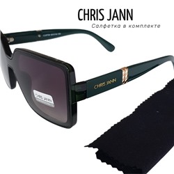 Очки солнцезащитные CHRIS JANN с салфеткой, женские, зелёные дужки, 31930А-CJ0709, арт.219.106