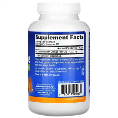 Jarrow Formulas, d-лимонен, 500 мг, 240 капсул