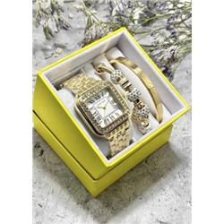 Подарочный набор для женщин часы, 2 браслета + коробка #22853234