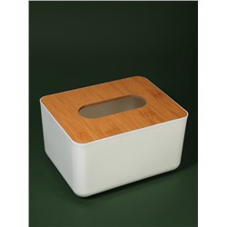 УЦЕНКА Органайзер для хранения салфеток BAMBOO, 17×13×9.5 см, белый, коричневый