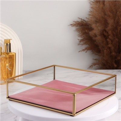 Органайзер для хранения «PINK RIPPLES», стеклянный, 20×20×5 см, цвет медный, розовый