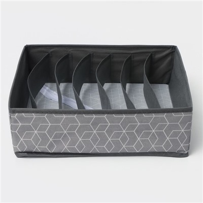 Органайзер для хранения белья Доляна «Фора», 7 ячеек, 34×30.5×10 см, серый