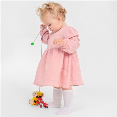 Платье для девочки с воротничком «Крошка Я. Муслин», рост 92-98 см, пудровый