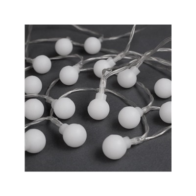 Гирлянда «Нить» 3 м с насадками «Шарики», IP20, прозрачная нить, 20 LED, батарейки AAх3 (нет в комплекте), свечение мульти