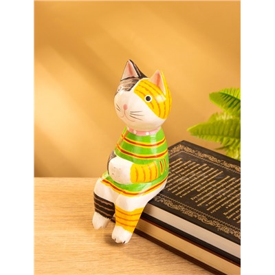 Сувенир «Кошка сидящая», 6×6×15 см, дерево, жёлтый