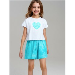 Комплект трикотажный для девочек: фуфайка (футболка), шорты