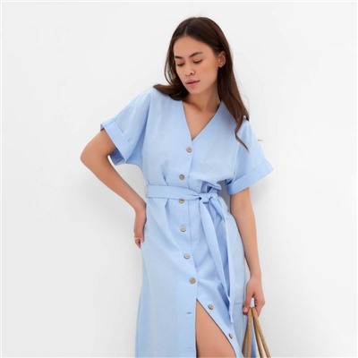 Платье на пуговицах миди женское MIST Summer time, голубое, размер 50