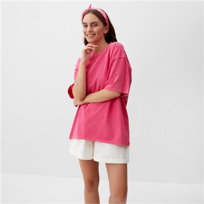 Футболка женская из вареного хлопка Mist Don't touch me, размер 50-52, розовая