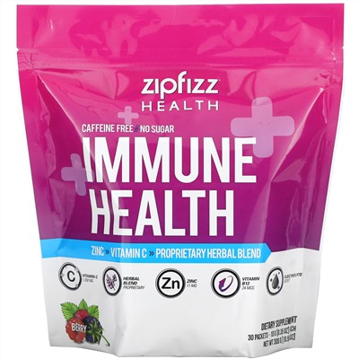 Zipfizz, Immune Health, Caffeine Free, Berry, 30 Packets, 0.35 oz (10 g) Each