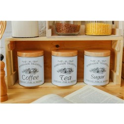 Банки жестяные для хранения сыпучих Sugar Coffee Tea, 1.2 л, 10.5×14 см, 3 шт., серые