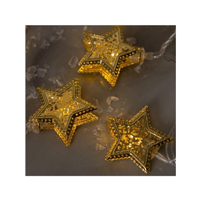 Гирлянда «Нить» 4 м с насадками «Звёздочка», IP20, прозрачная нить, 20 LED, свечение тёплое белое, 8 режимов, 220 В