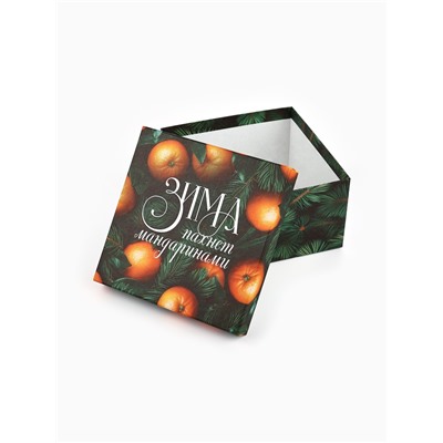 Набор новогодних подарочных коробок 6 в 1 «Яркие мандарины», 10×10×6 - 20×20×11 см