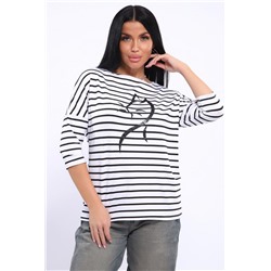 Лонгслив женский 82087 (Белый/черная полоска)