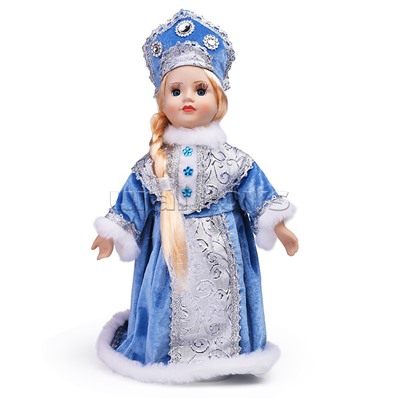 Кукла декоративная Снегурочка, на опоре (тело, руки и ноги -мягконабивные, голова и кисти- керамические) / 17,5x20,5x32см арт.92350