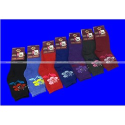 Термоноски женские внутри махра "Красный цветок"