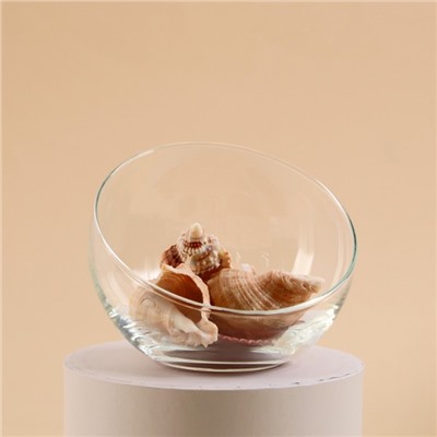 Ваза «Анабель», шаровая с косым резом, 800 мл, d=12 см, h=9.5 см, стекло, прозрачная