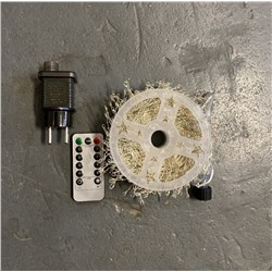 Гирлянда нить МИШУРА, хвойная лапа, (провод БЕЛЫЙ) с пультом, свечение цветное