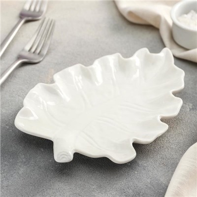 Блюдо «Лист», 20×14 см, керамика, белое