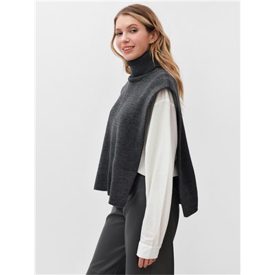 Джемпер - пончо женский MINAKU: Casual collection, светло-серый, размер 46