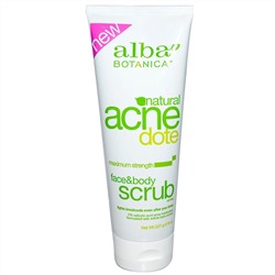 Alba Botanica, Acne Dote, скраб для лица и тела, не содержит масла, 227 г (8 унций)